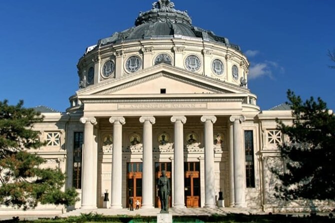 Private Guided Panoramic Tour in Bucharest by Car - House of the Free Press: Gardens and a Past You Can Read From the Street